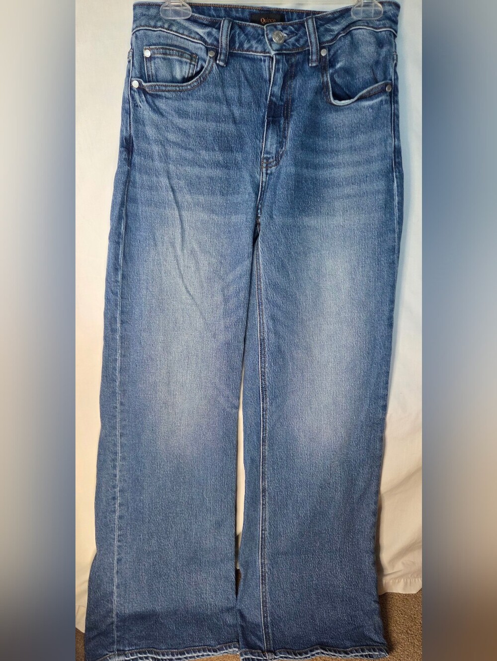 Women's Quince Seaside Blue Bella Stretch Wide Leg Jeans Sz 27 Vintage Aesthetic